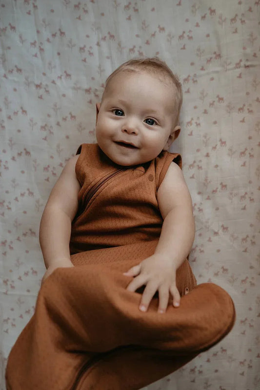 GOTS Sleepsuit Sleeveless 9-24 TOG 1.0 Toffee