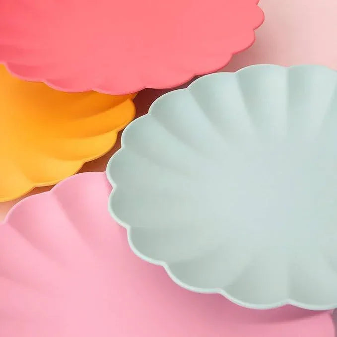 Large Multicolor Reusable Bamboo Plates (x 6)