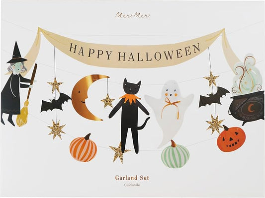 Happy Halloween Glitter Star & Pumpkin Garlands | Pack of 3