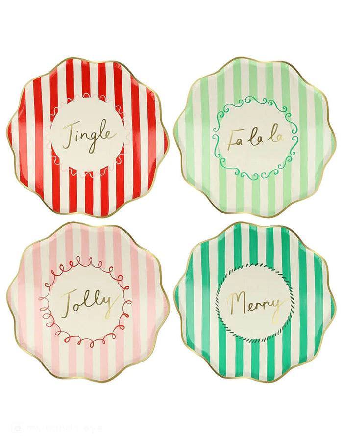 Christmas Striped Dinner Plates (x 8)