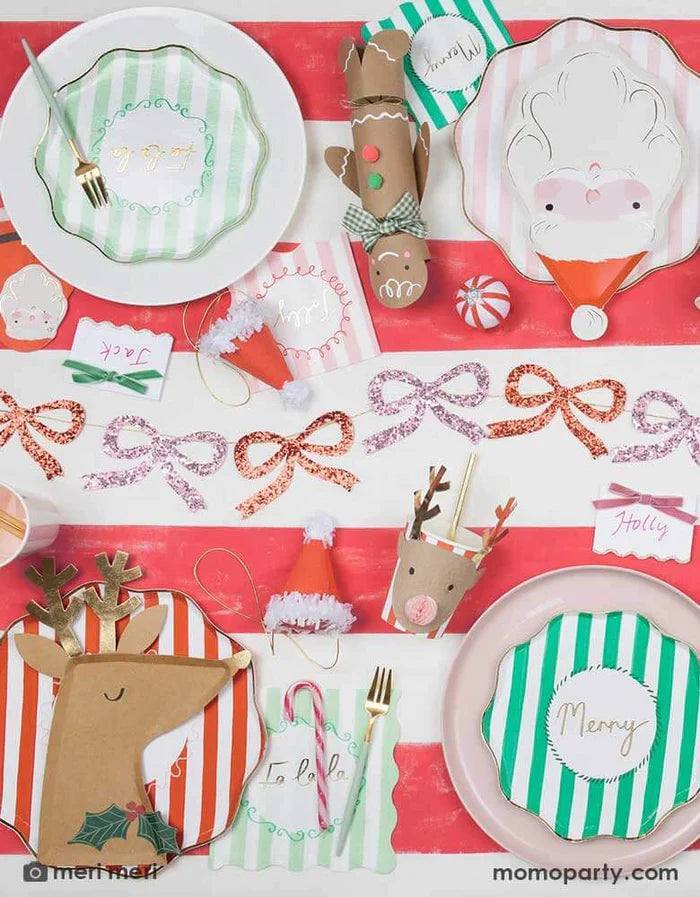 Christmas Striped Dinner Plates (x 8)