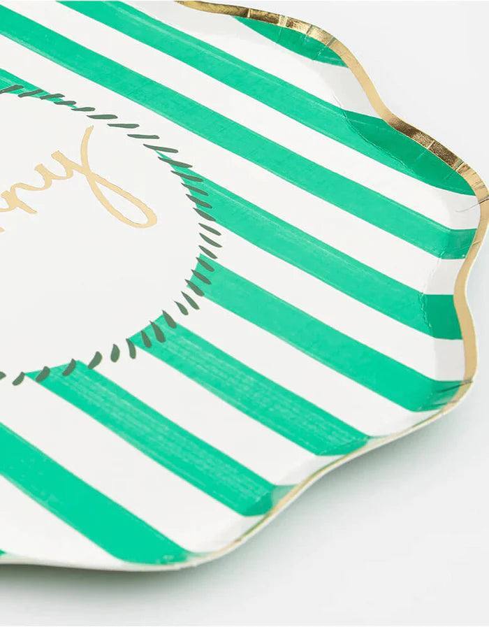 Christmas Striped Dinner Plates (x 8)