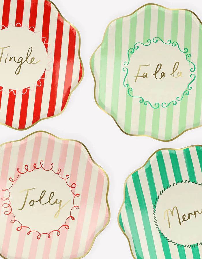 Christmas Striped Side Plates (x 8)