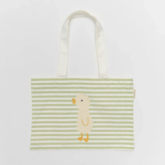 Duck Sage Stripe Kids Canvas Beach Bag