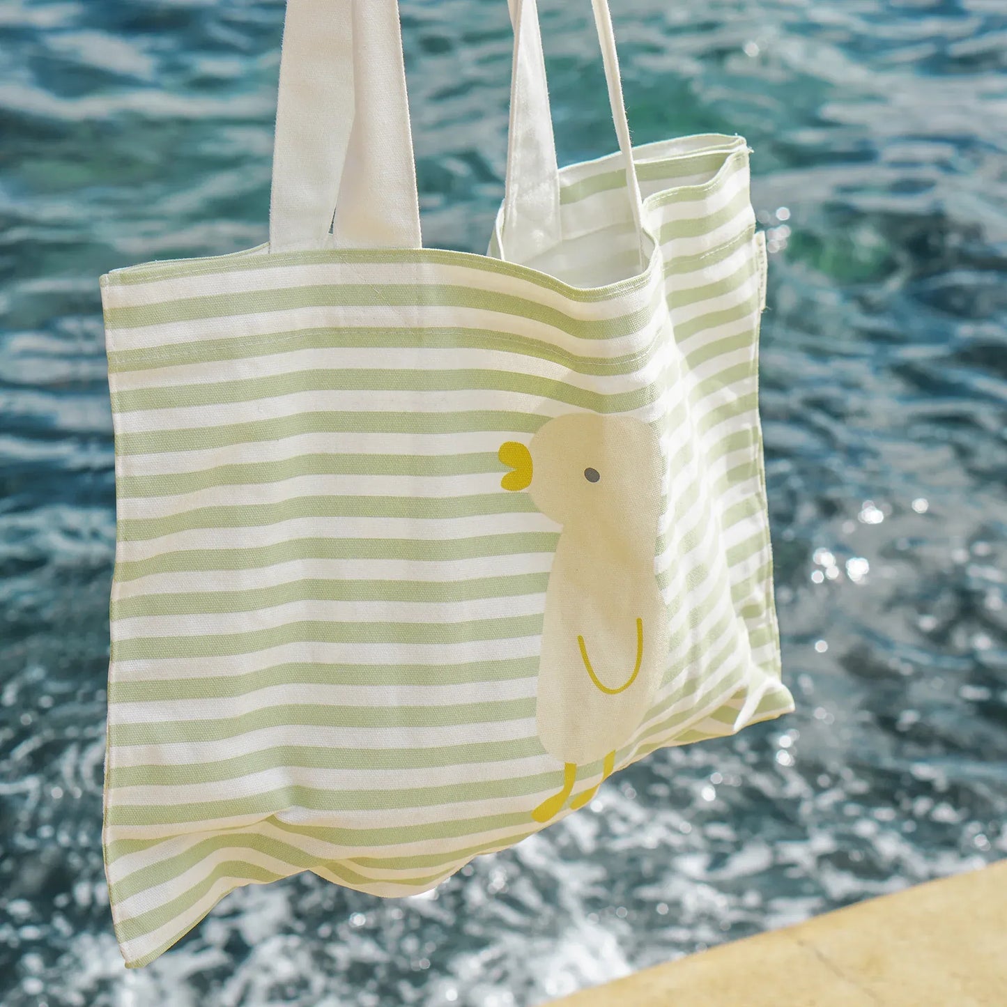 Duck Sage Stripe Kids Canvas Beach Bag