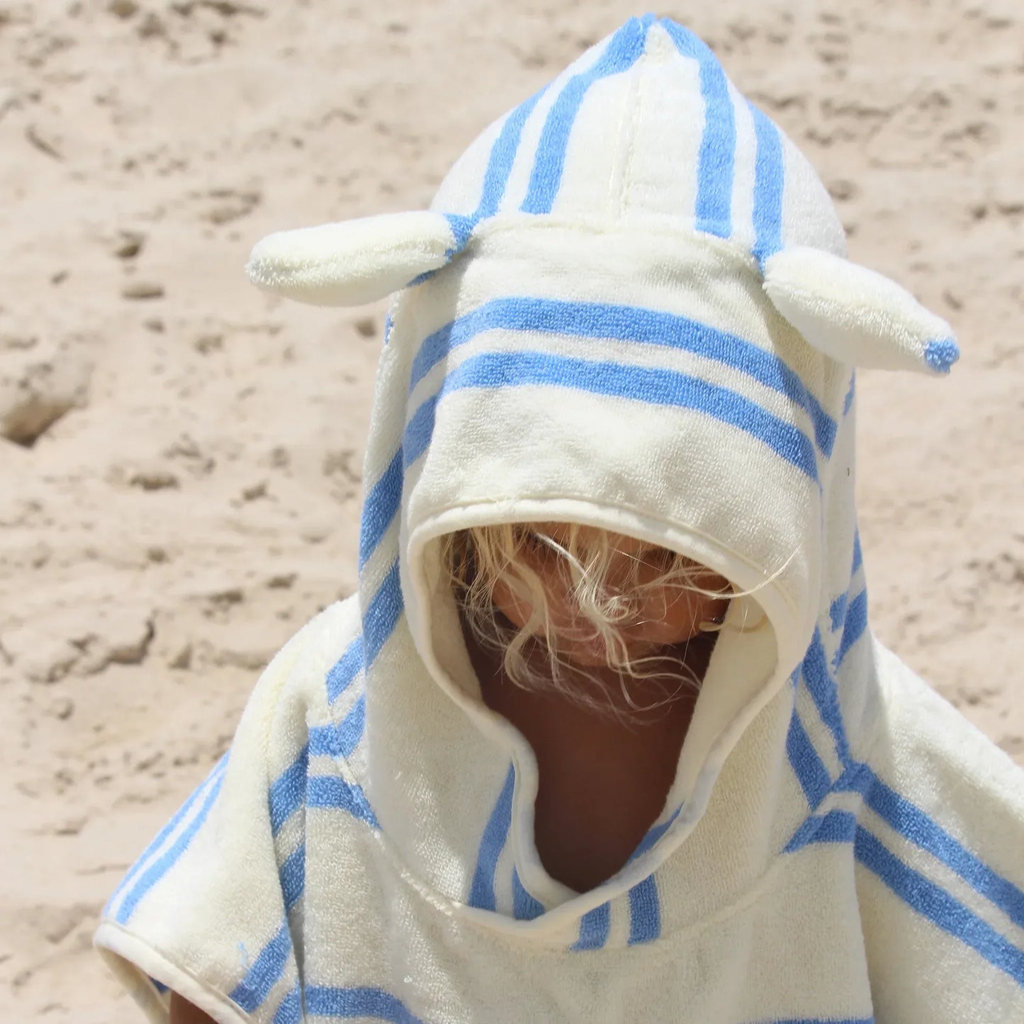Sid the Seagull Blue Stripe Kids Character Hooded Towel