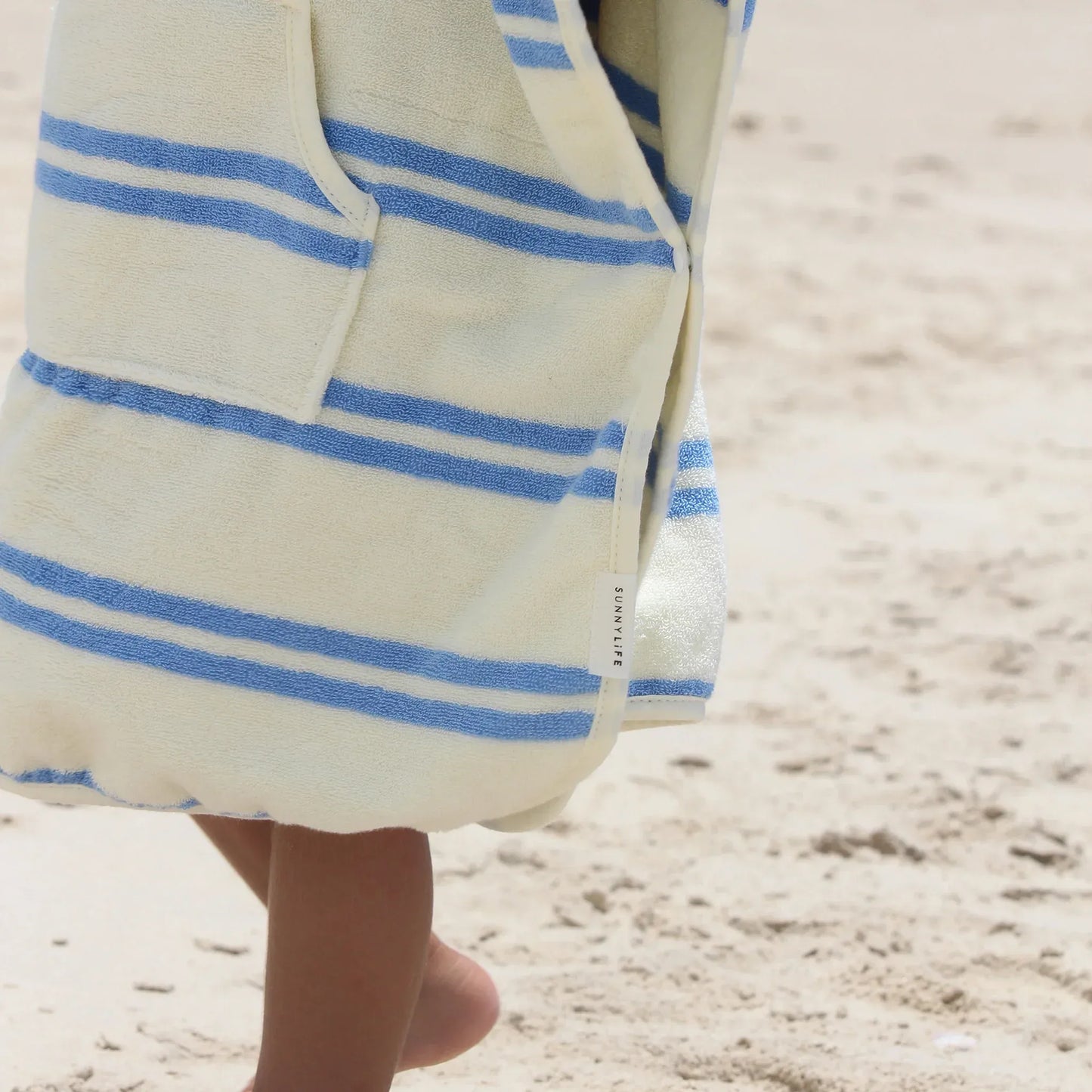 Sid the Seagull Blue Stripe Kids Character Hooded Towel