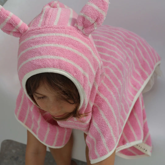 Cotton Candy Pink Stripe Kids Character Hooded Towel
