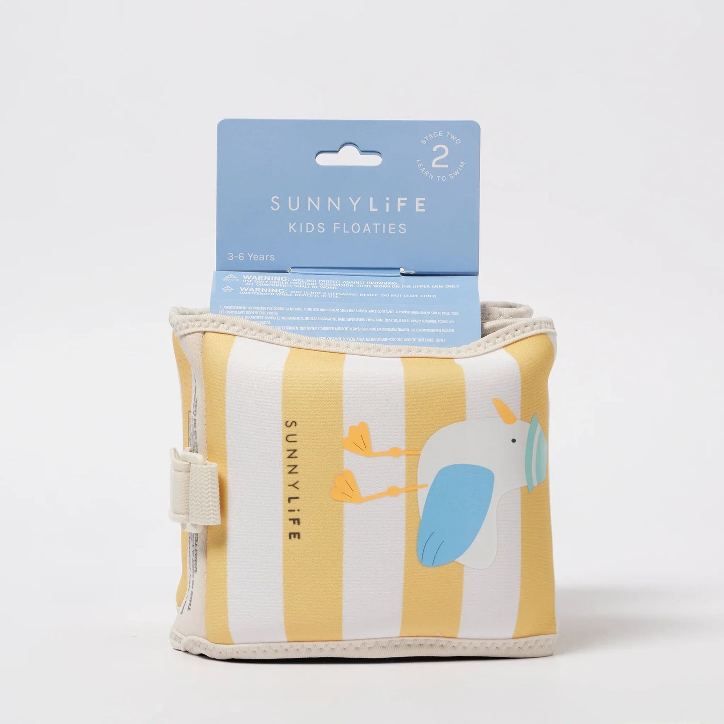 Sid the Seagull Mustard Stripe Kids Neoprene Arm Bands