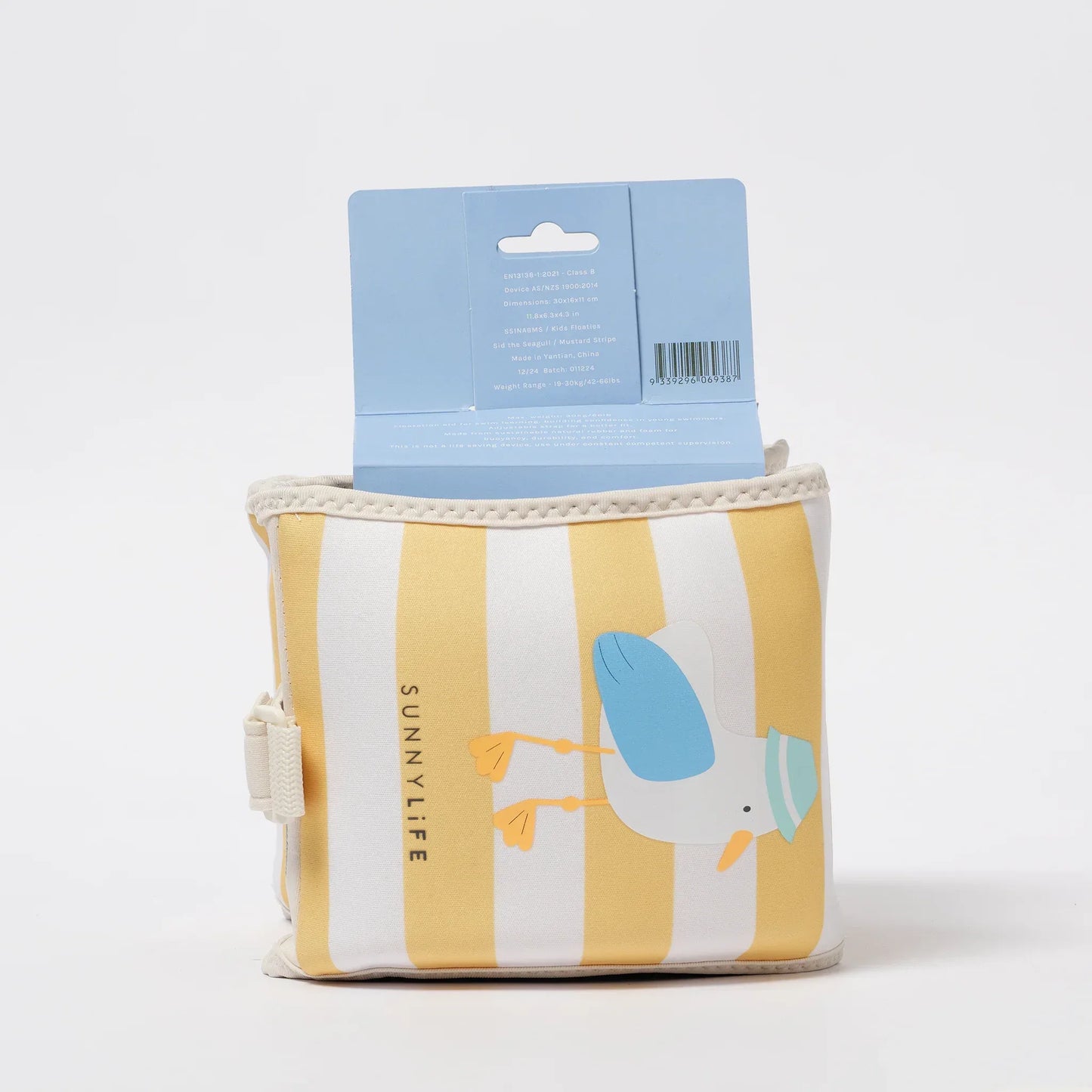 Sid the Seagull Mustard Stripe Kids Neoprene Arm Bands