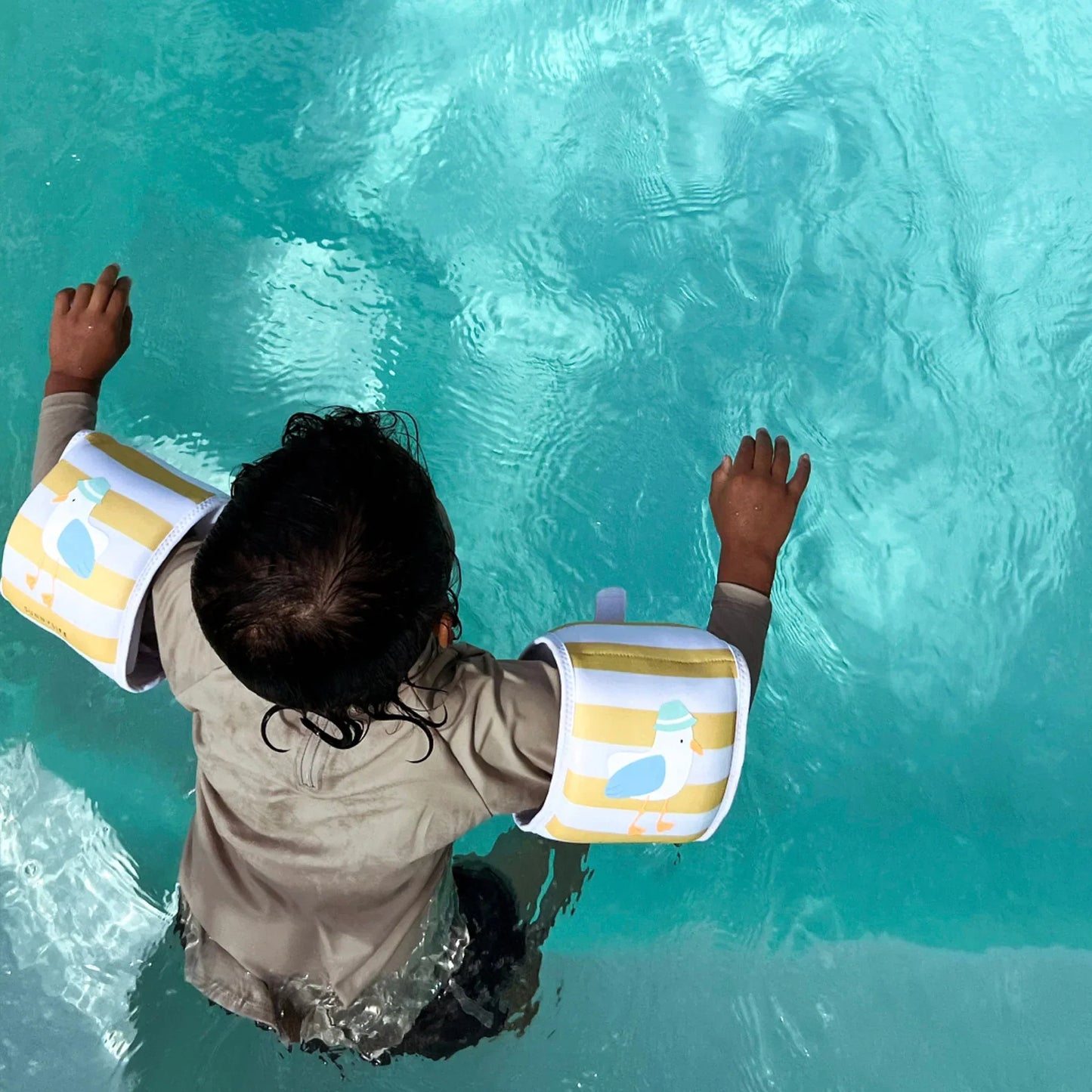 Sid the Seagull Mustard Stripe Kids Neoprene Arm Bands