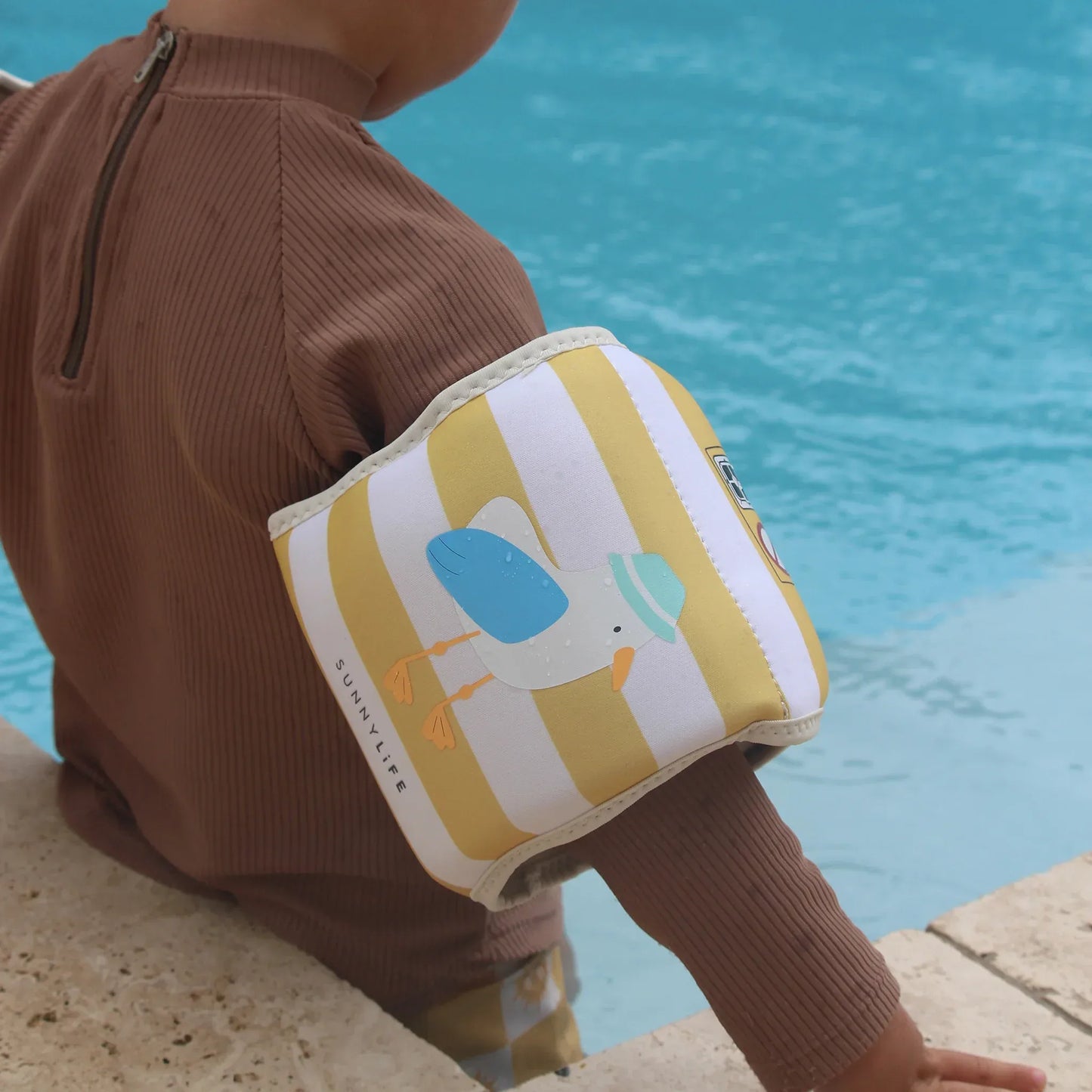 Sid the Seagull Mustard Stripe Kids Neoprene Arm Bands