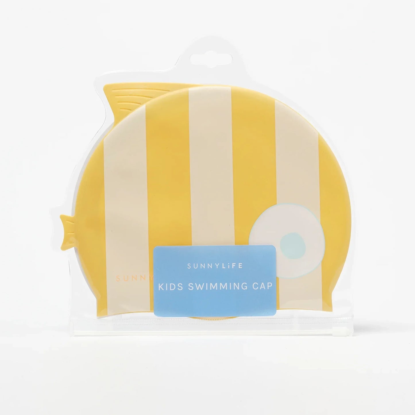 Finn the Fish Mustard Stripe Swimming Cap