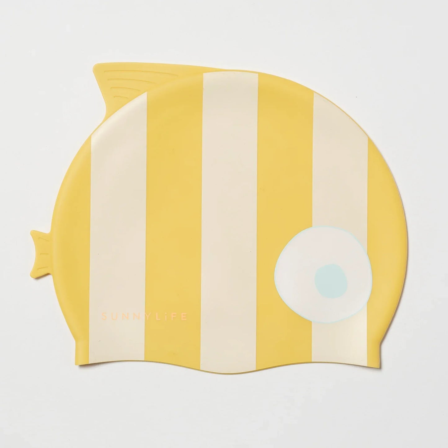 Finn the Fish Mustard Stripe Swimming Cap