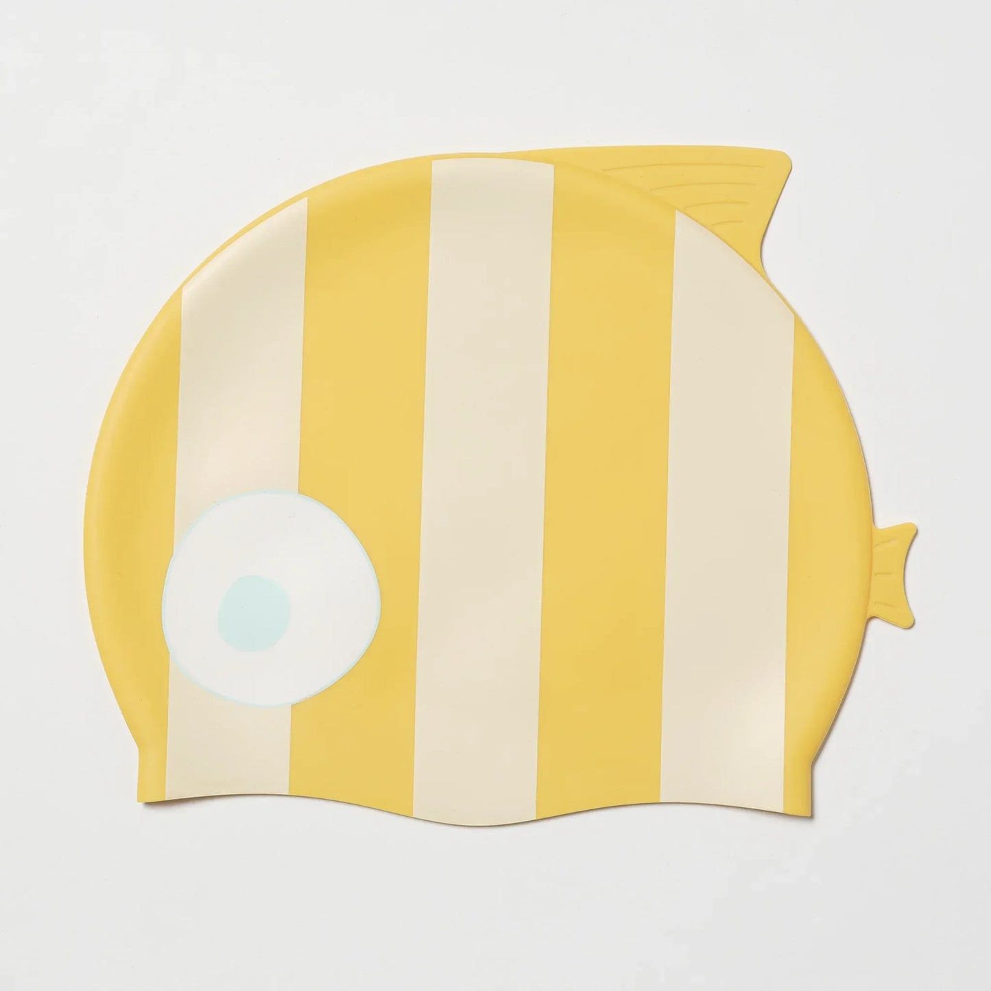 Finn the Fish Mustard Stripe Swimming Cap