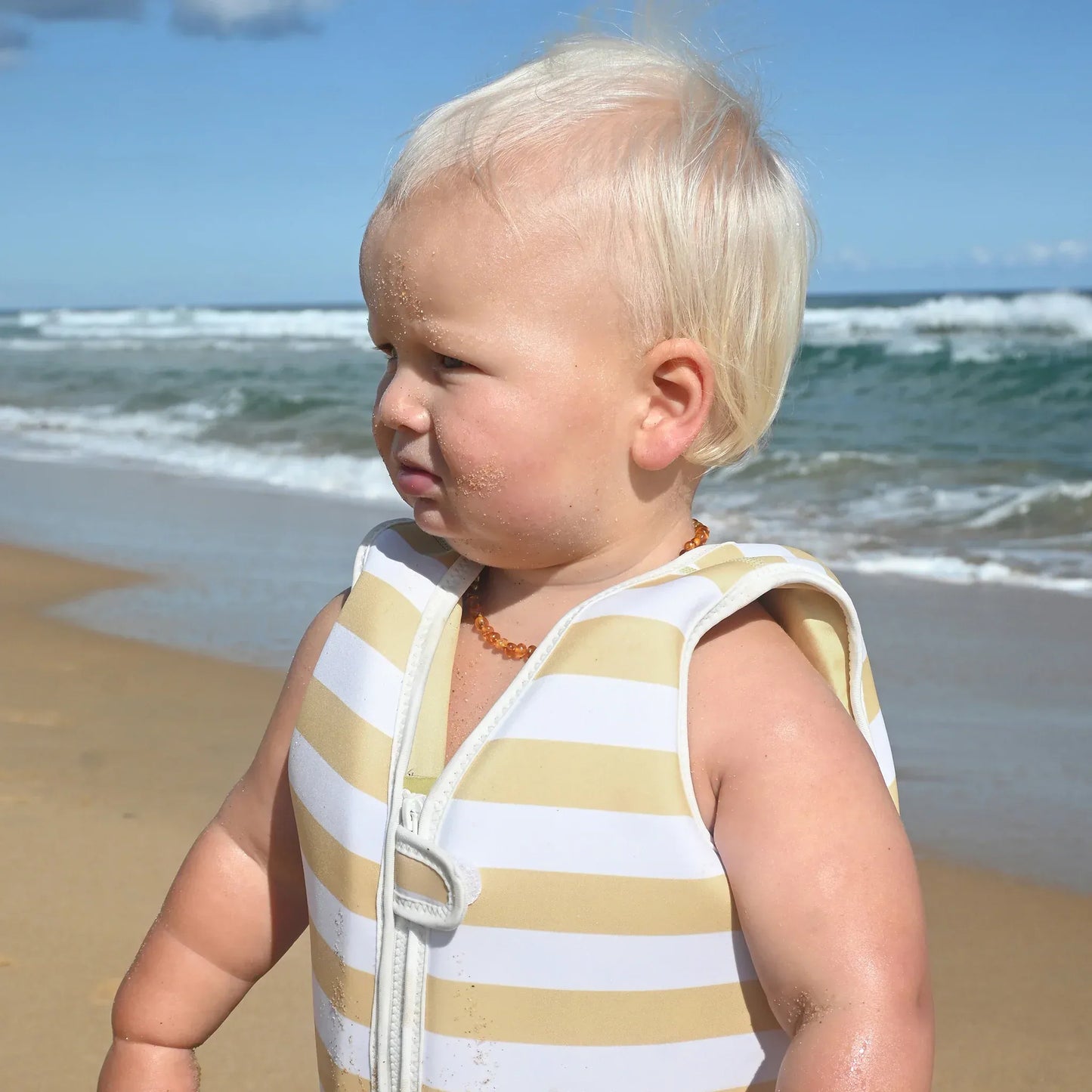 Sid the Seagull Mustard Stripe Kids Swim Vest