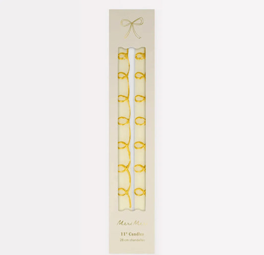 Gold Swirl Taper Candles (x 2)