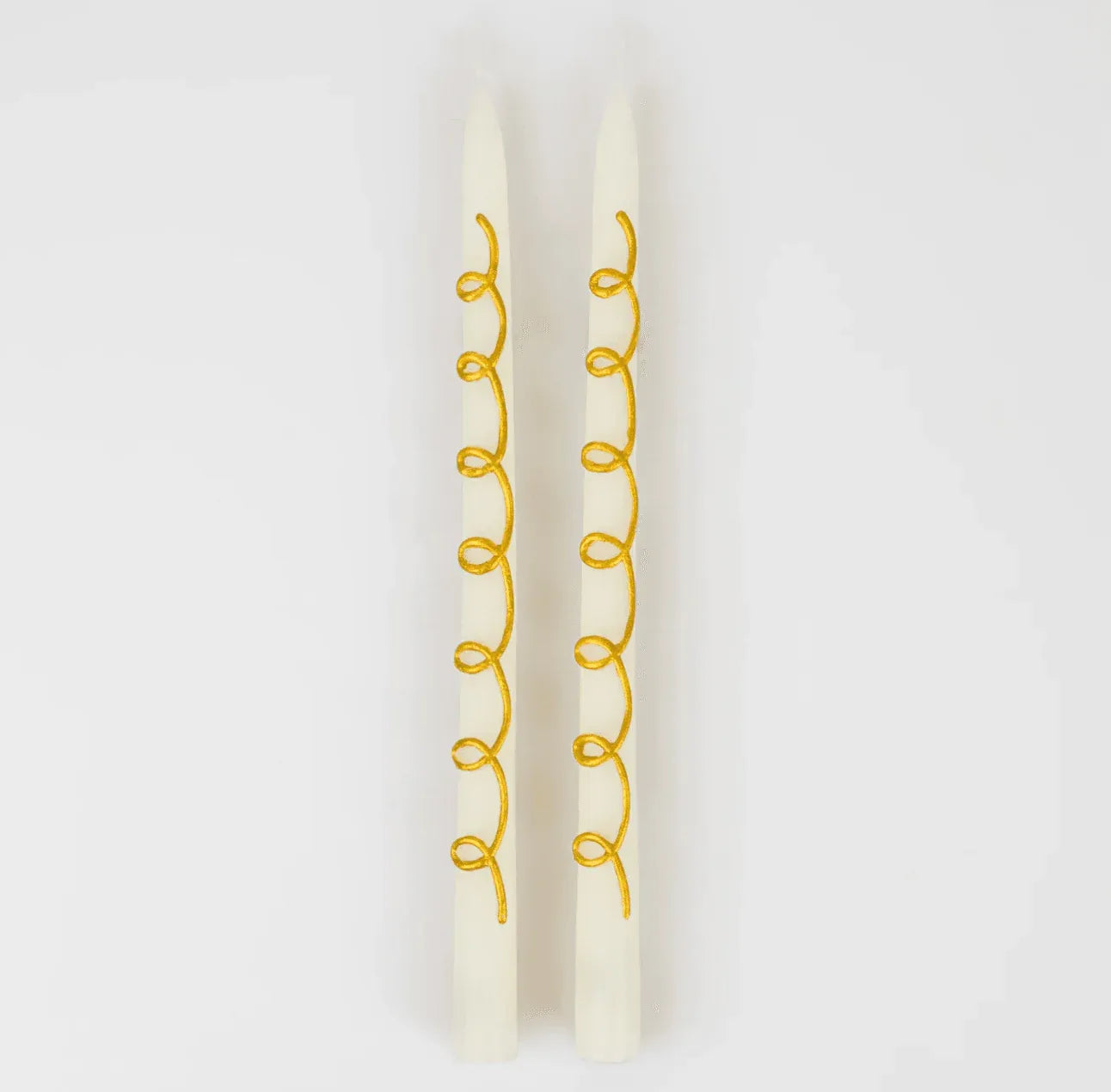 Gold Swirl Taper Candles (x 2)