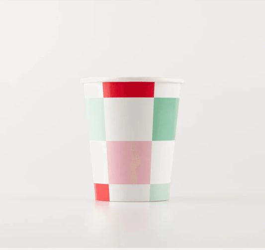 Christmas Multi Check Cups (x 8)