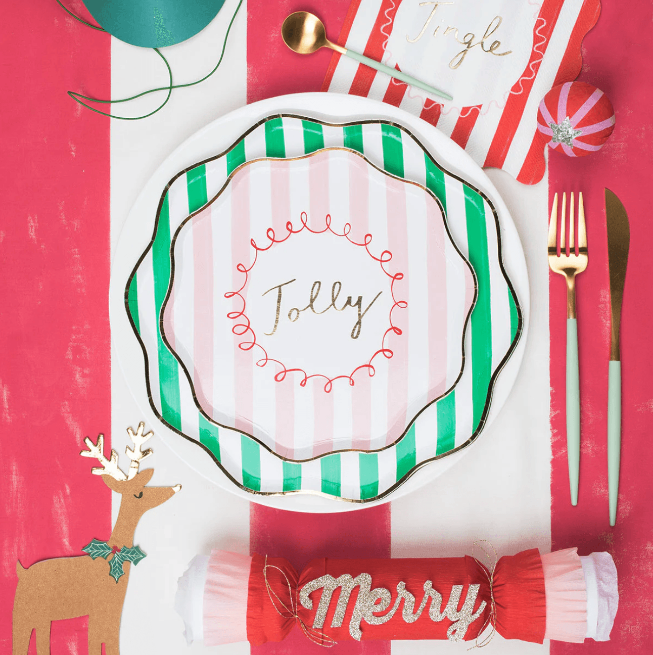 Christmas Striped Side Plates (x 8)