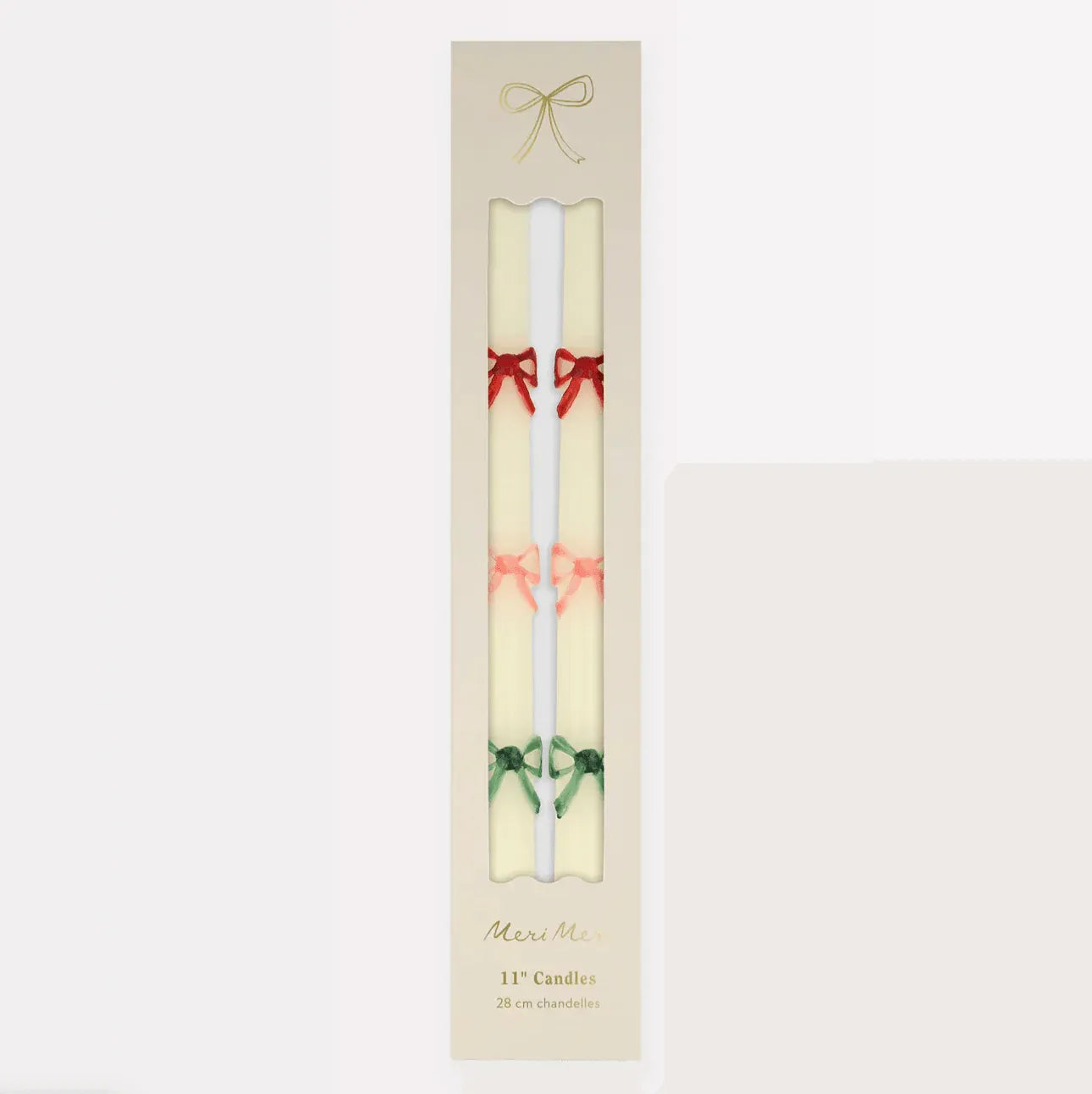 Multi Colour Bow Taper Candles (x 2)