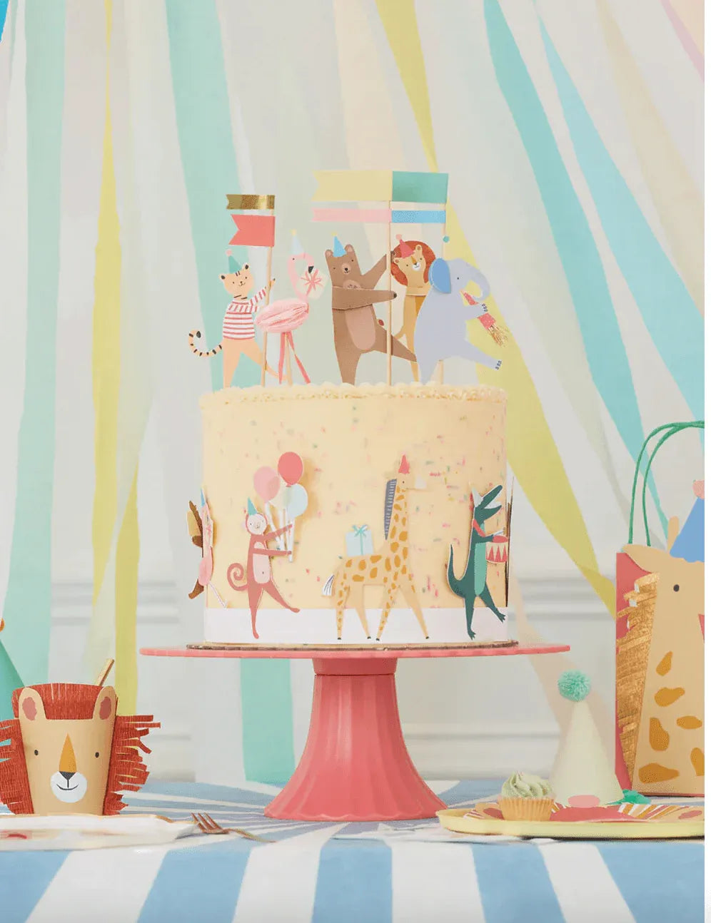 Meri Meri Animal Parade Cake Wrap & Toppers (x 6) - partyalacarte.co.in