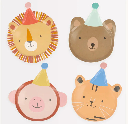 Meri Meri Animal Parade Die Cut Plates (x 8) - partyalacarte.co.in
