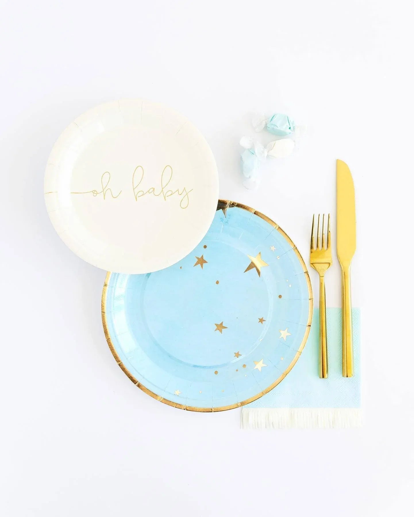 My Minds Eye Baby Blue Fringed Cocktail Napkins (x 25) - partyalacarte.co.in
