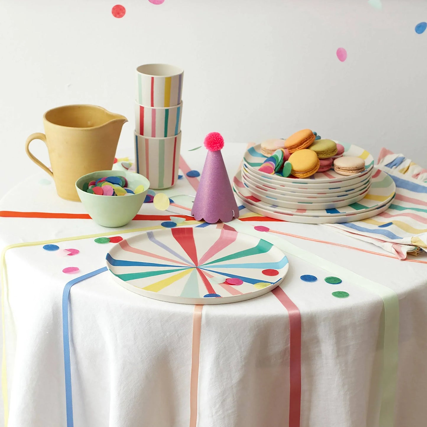 Meri Meri Bright Stripe Reusable Bamboo Cups (x 6) - partyalacarte.co.in