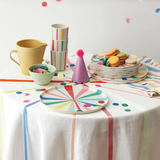 Meri Meri Bright Stripe Reusable Bamboo Cups (x 6) - partyalacarte.co.in