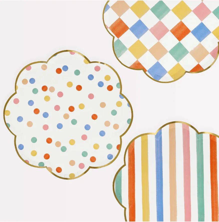 Meri Meri Colourful Pattern Dinner Plates (x 8) - partyalacarte.co.in