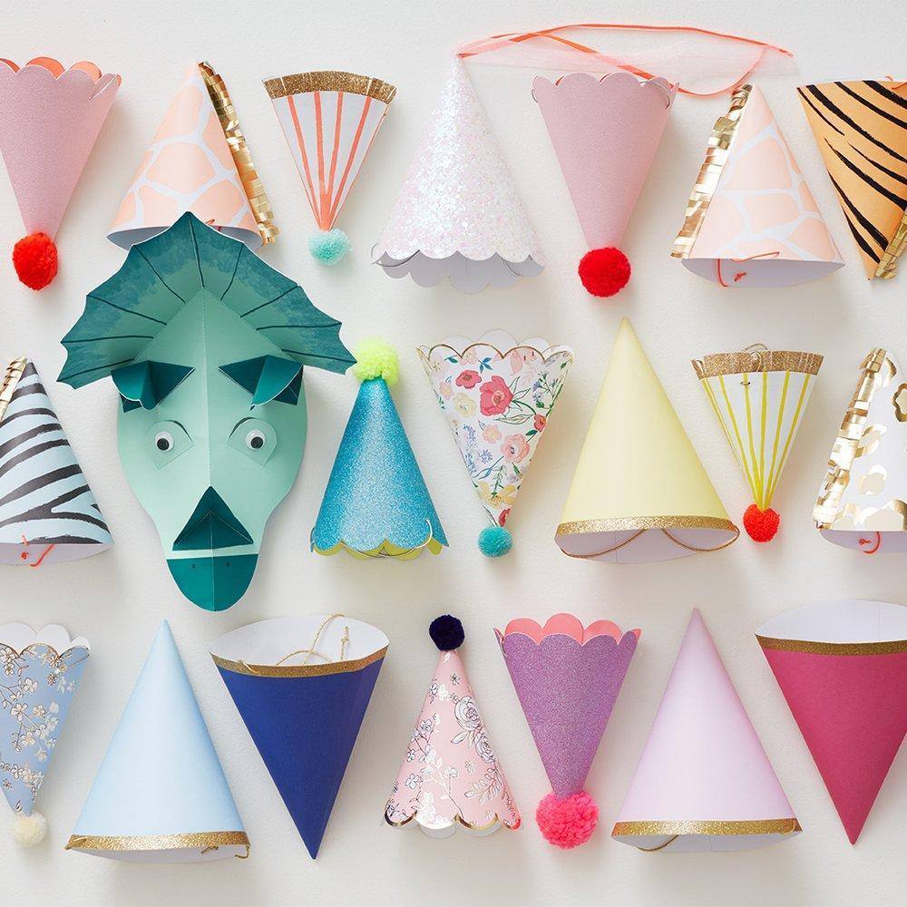 Meri Meri Dinosaur Kingdom Party Hats (set of 8) - partyalacarte.co.in