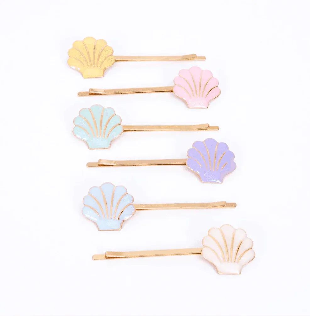 Meri Meri Enamel Shell Hair Slides (x 6) - partyalacarte.co.in