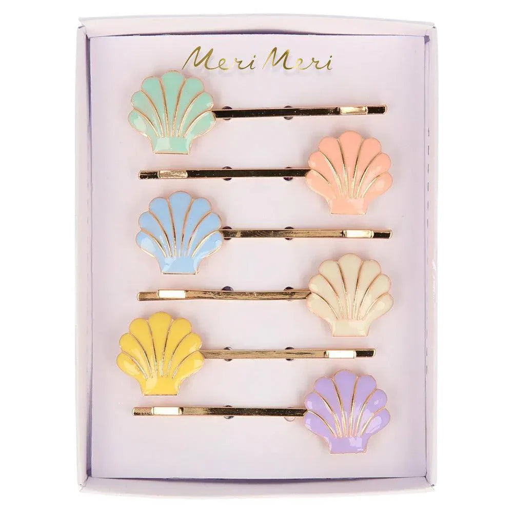 Meri Meri Enamel Shell Hair Slides (x 6) - partyalacarte.co.in