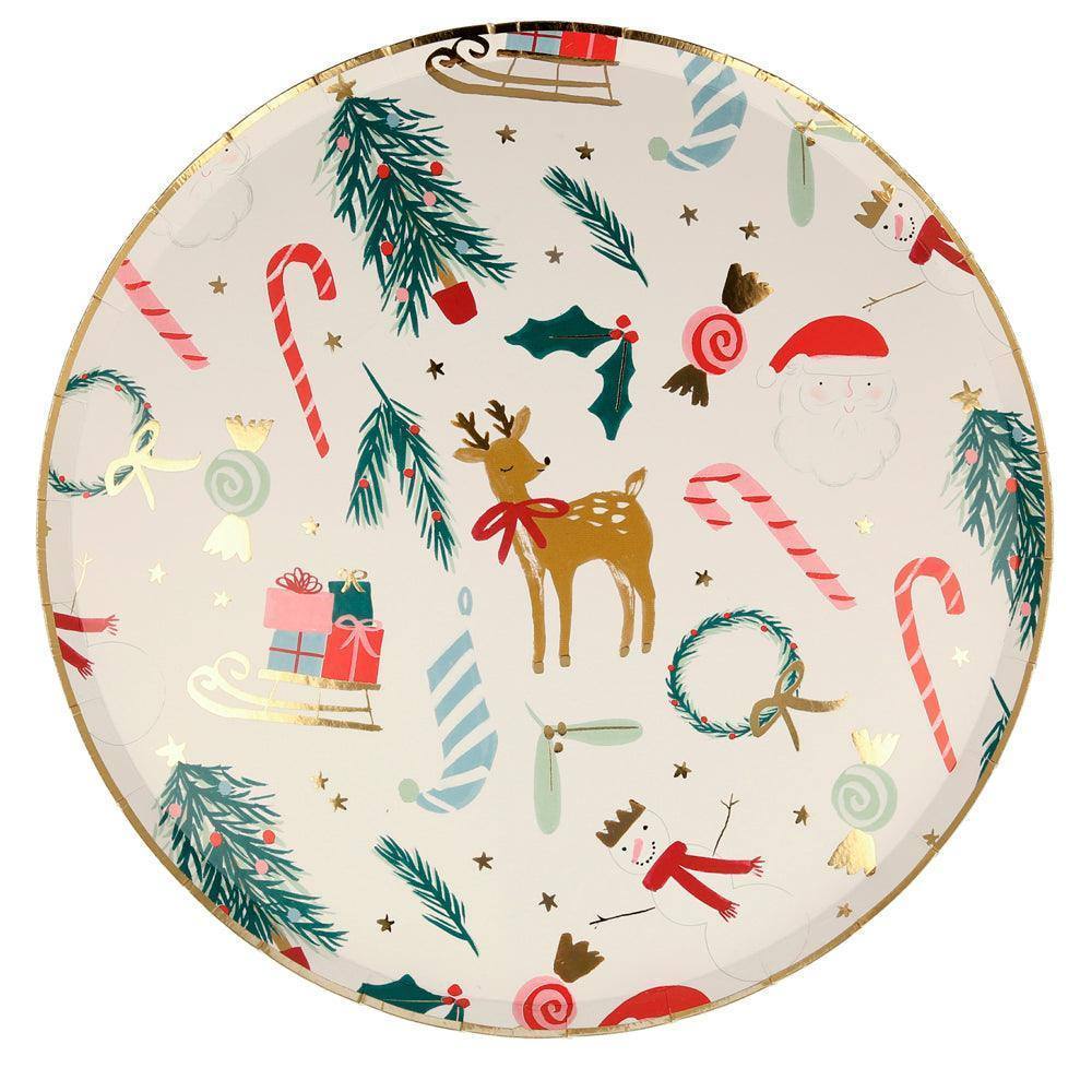 Meri Meri Festive Motif Dinner Plates (x 8) - partyalacarte.co.in