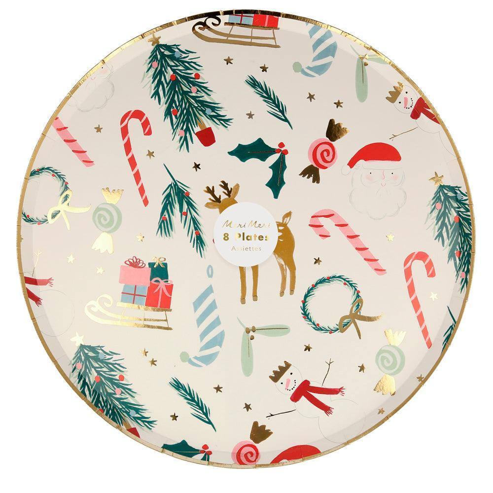 Meri Meri Festive Motif Dinner Plates (x 8) - partyalacarte.co.in