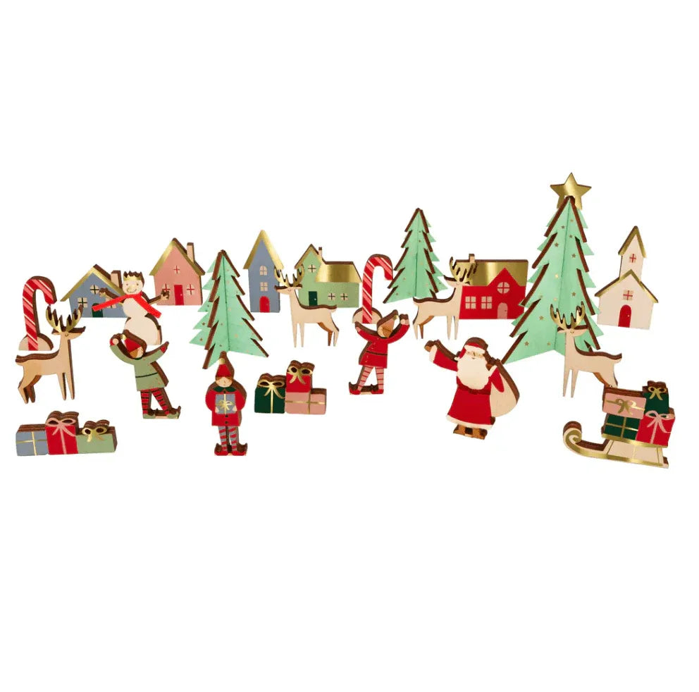 Meri Meri Festive Village Wooden Advent Calendar - partyalacarte.co.in