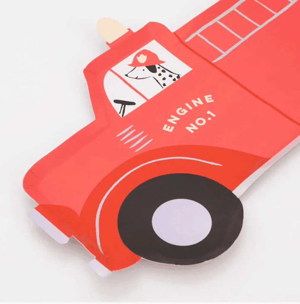 Meri Meri Fire Truck Plates (x 8) - partyalacarte.co.in