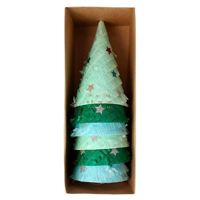 partyalacarte.co.in Fringed Christmas Tree Party Hats (x6) - partyalacarte.co.in