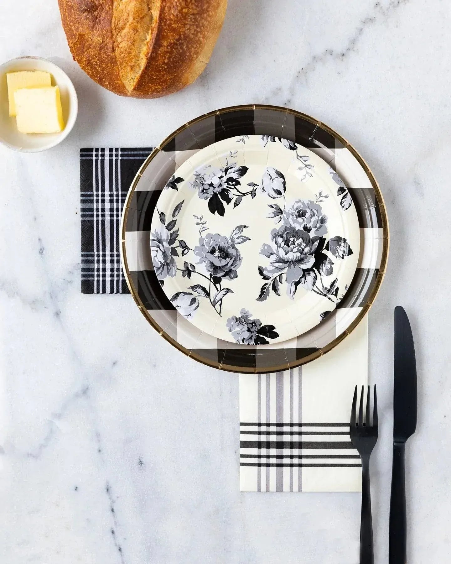 My Minds Eye Gingham Floral 7" Plates (x8) - partyalacarte.co.in