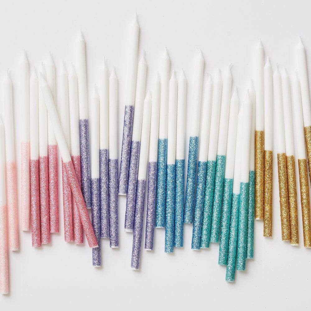 Meri Meri Gold Glitter Dipped Candles (set of 16) - partyalacarte.co.in