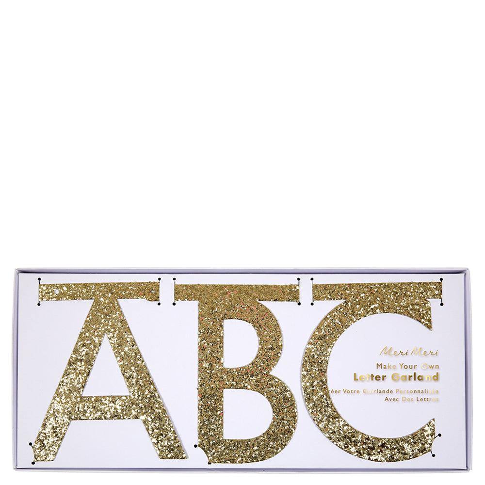 Meri Meri Gold Glitter Letter Garland Kit - partyalacarte.co.in