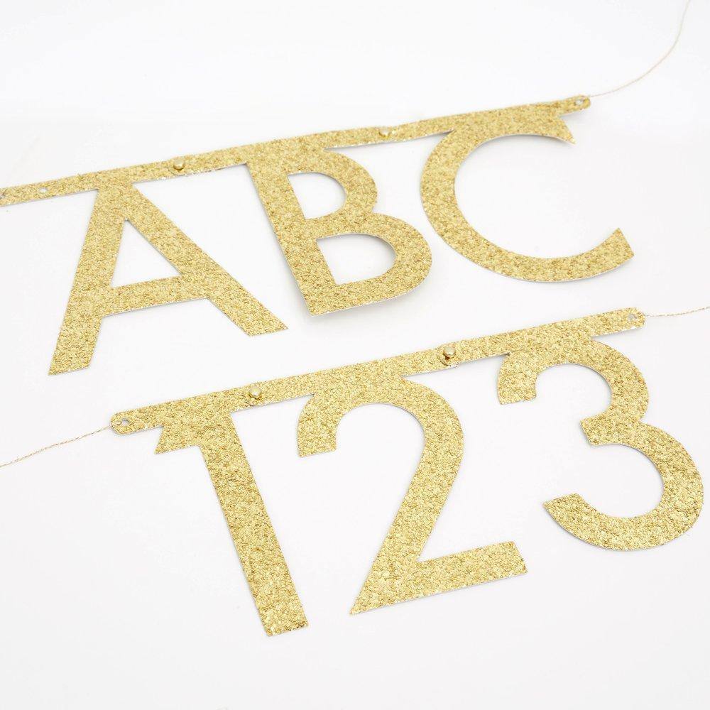 Meri Meri Gold Glitter Letter Garland Kit - partyalacarte.co.in