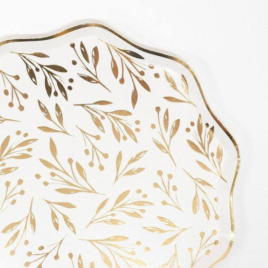 Meri Meri Gold Leaf Dinner Plates (set of 8) - partyalacarte.co.in