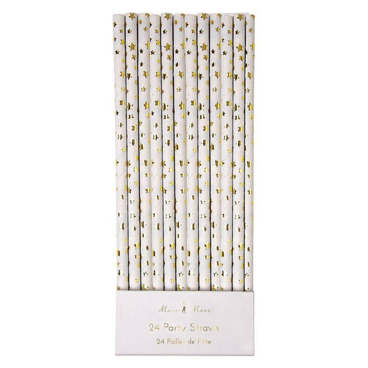 Meri Meri Gold Star Paper Straws (Pack of 24) - partyalacarte.co.in