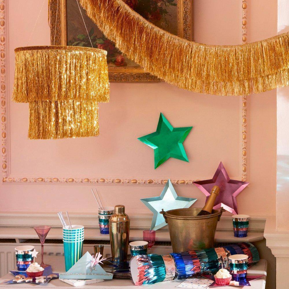 Meri Meri Gold Tinsel Chandelier - partyalacarte.co.in