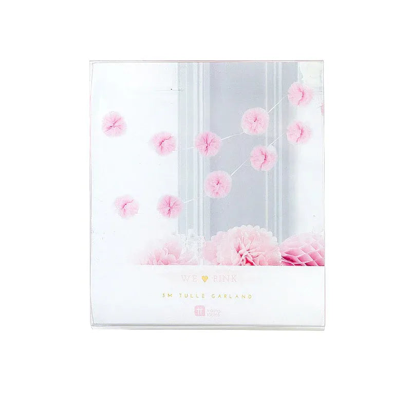 Pink Tulle Pompom Garland