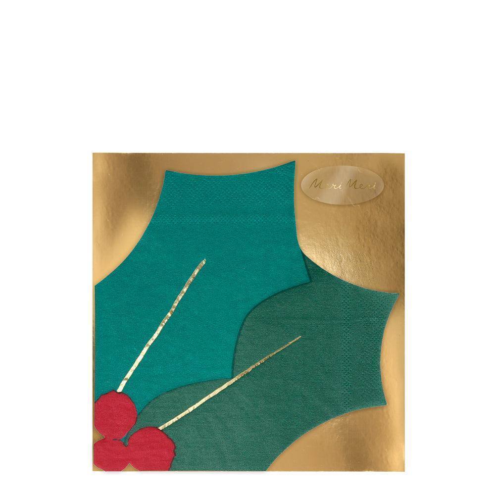 Meri Meri Holly Leaf Napkins (set of 16) - partyalacarte.co.in