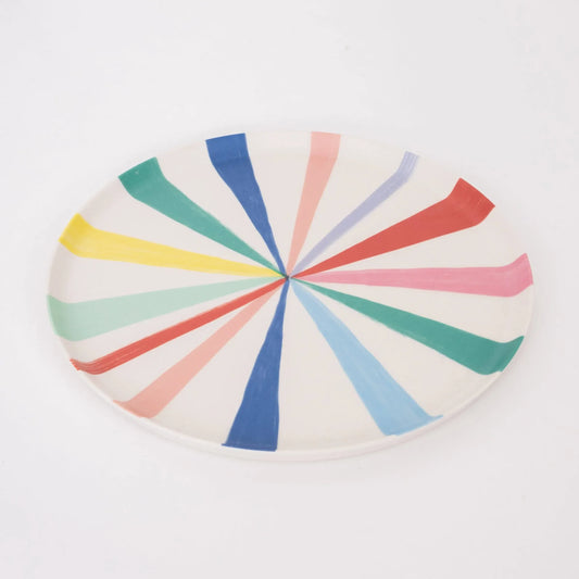 Meri Meri Large Bright Stripe Reusable Bamboo Plates (x 6) - partyalacarte.co.in
