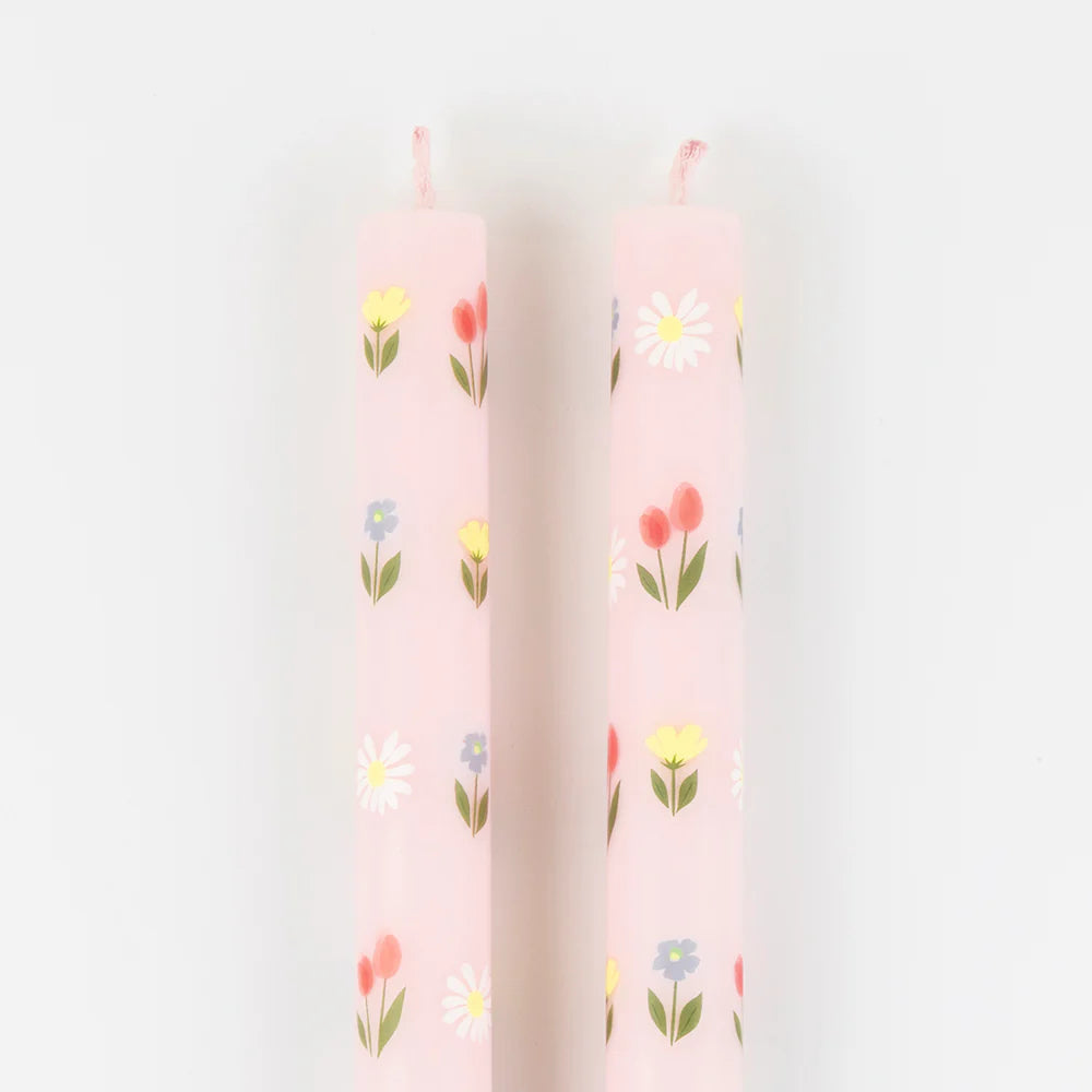 Floral Pattern Table Candles (x 2)
